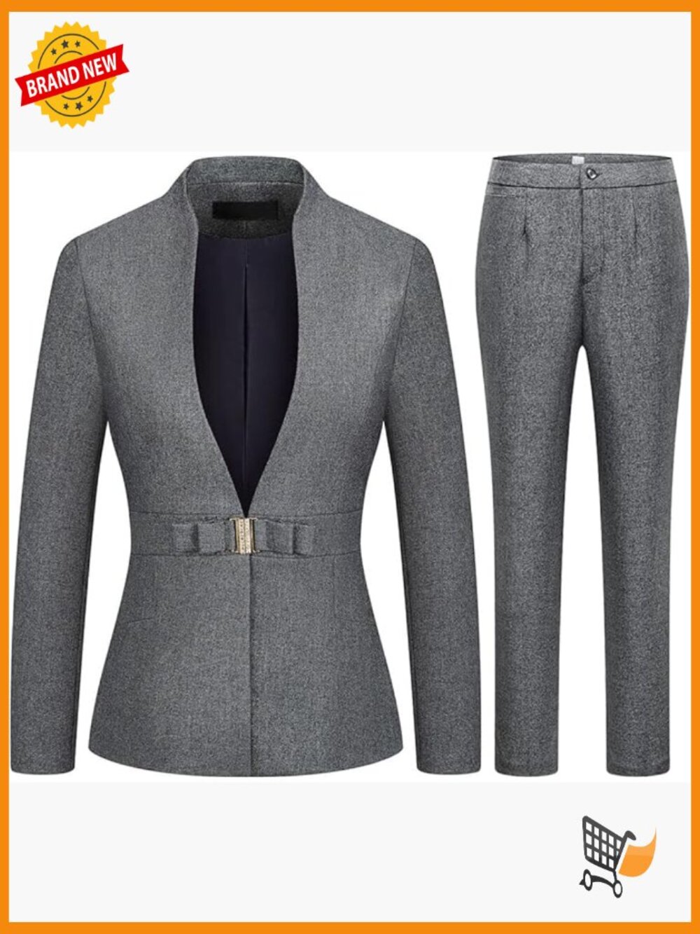 Women's 2 Piece Business Suit Set Blazer & Pants Slim Fit Office Work